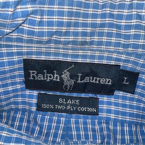 VTG Ralph Lauren Shirt Men Large Blake Two Ply Cotton Button Down Check Run Big - Picture 8 of 9